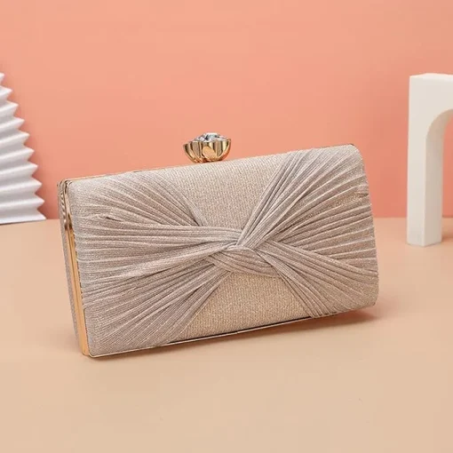 CORIOS Sequin Clutch Bag Pleated Evening Bag for Women Bridal Wedding Purse Sparkly Rhinestone Handbag Crystal Shoulder Bag - Image 7