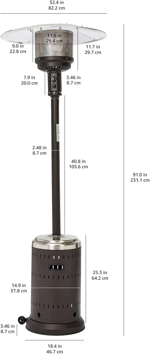 Amazon Basics Amazon Basics 62698 Patio Heater Stainless Steel Sable Brown - Image 5