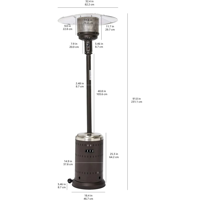 Amazon Basics Amazon Basics 62698 Patio Heater Stainless Steel Sable Brown - Image 5