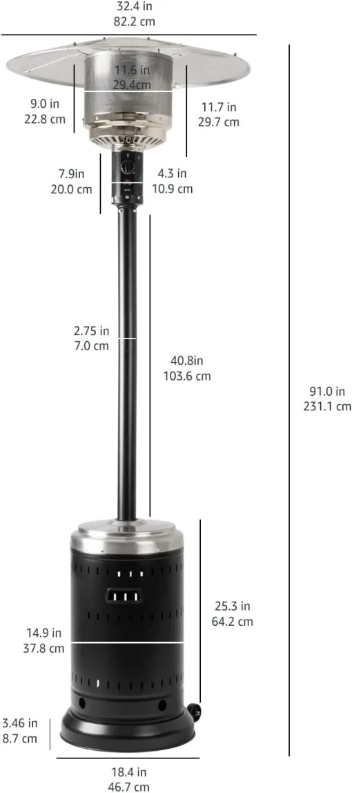Amazon Basics Patio Heater, Mushroom Heater, Black and Steel - Image 5