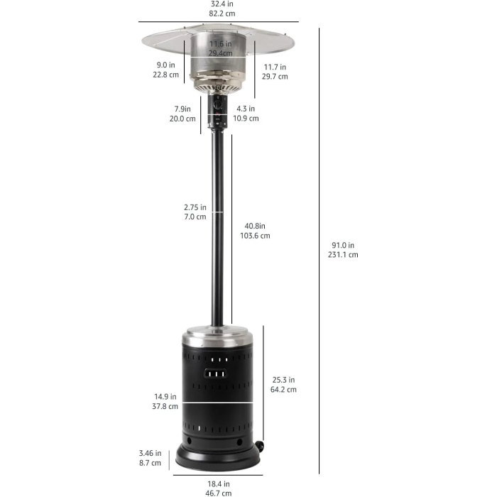 Amazon Basics Patio Heater, Mushroom Heater, Black and Steel - Image 5