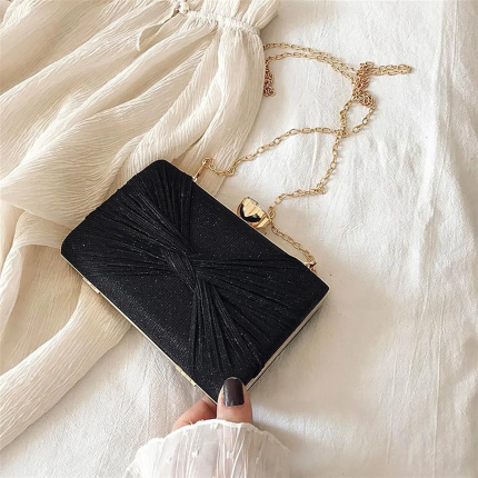 CORIOS Sequin Clutch Bag Pleated Evening Bag for Women Bridal Wedding Purse Sparkly Rhinestone Handbag Crystal Shoulder Bag
