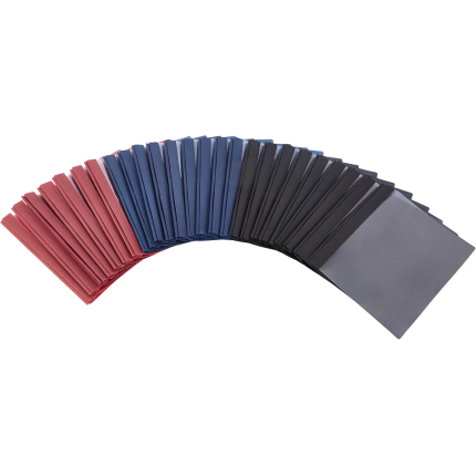 Amazon Basics Letter Size Clear Front Textured Poly Report Cover with Metal Prong - 25-Pack, Assorted Black, Navy and Red