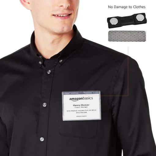 Amazon Basics Magnetic Badge Holder - Horizontal, 20-Pack - Image 7