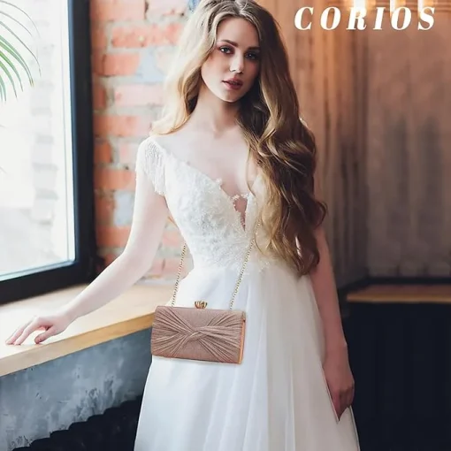 Corius Sequin Mini Handbag, Pleated Evening Bag for Women, Sparkly Rhinestone Wedding Purse, Crystal Shoulder Bag - Image 2