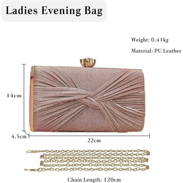 Corius Sequin Mini Handbag, Pleated Evening Bag for Women, Sparkly Rhinestone Wedding Purse, Crystal Shoulder Bag - Image 3