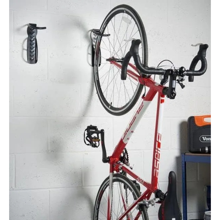 Nefree Wall Mounted Bike Racks with Tire Trays - Vertical Bike Storage Hooks for Indoor, Garage, or Shed Use - Suitable for Hanging Road, Mountain, or Hybrid Bikes - Screws Included - Image 6