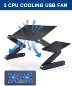 Adjustable Laptop Stand, RAINBEAN Laptop Desk with 2 CPU Cooling USB Fans for Bed Aluminum Lap Workstation Desk with Mouse Pad, Foldable Cook Book Stand Notebook Holder Sofa, Bed Table Office Tray - Image 7