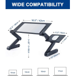 Adjustable Laptop Stand, RAINBEAN Laptop Desk with 2 CPU Cooling USB Fans for Bed Aluminum Lap Workstation Desk with Mouse Pad, Foldable Cook Book Stand Notebook Holder Sofa, Bed Table Office Tray - Image 8
