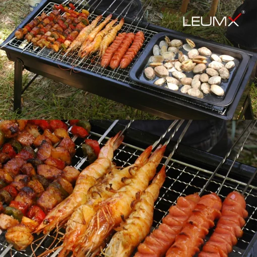 Leumx® BBQ for picnic - Garden - Terrace - Camping - Beach - Portable Compact Charcoal BBQ - Grill Stove Bars Smoker Outdoor Camping - Foldable Picnic Barbecue Tools - Image 2