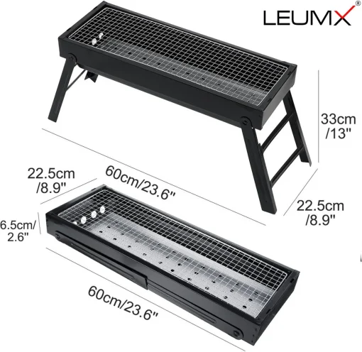 Leumx® BBQ for picnic - Garden - Terrace - Camping - Beach - Portable Compact Charcoal BBQ - Grill Stove Bars Smoker Outdoor Camping - Foldable Picnic Barbecue Tools - Image 5