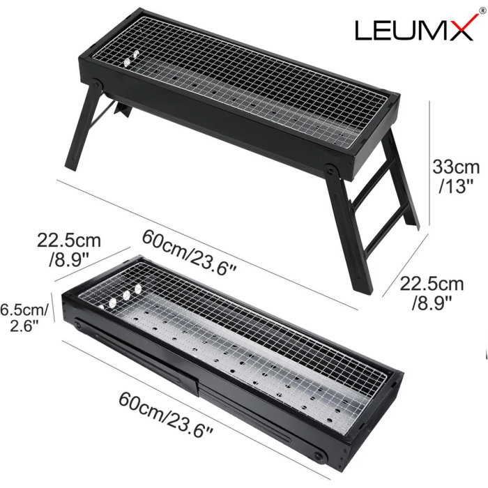 Leumx® BBQ for picnic - Garden - Terrace - Camping - Beach - Portable Compact Charcoal BBQ - Grill Stove Bars Smoker Outdoor Camping - Foldable Picnic Barbecue Tools - Image 5