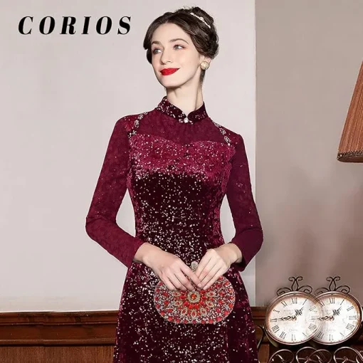 CORIOS Women Evening Bag Rhinestone Clutch Purse Sparkly Sequin Handbag - Image 2