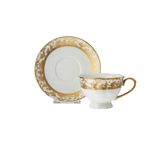 2-piece gold porcelain tea cup set - Image 2