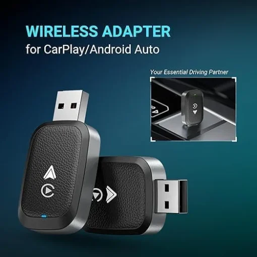 Click to see full view Wireless Car Play Adapter & Android Auto| 2 in 1 Carplay Adapter Convert Wired to Wireless for Cars with Extension Cable USB & Type C - Image 2