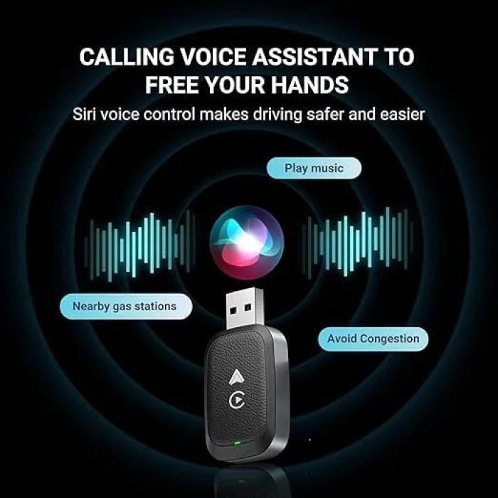 Click to see full view Wireless Car Play Adapter & Android Auto| 2 in 1 Carplay Adapter Convert Wired to Wireless for Cars with Extension Cable USB & Type C - Image 4