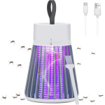 Rechargeable Mosquito Zapper for Home & Camping - UV Purple Light Electric Insect Trap, USB Charging, Safety Grid, Indoor/Outdoor Bug Killer (Gray)
