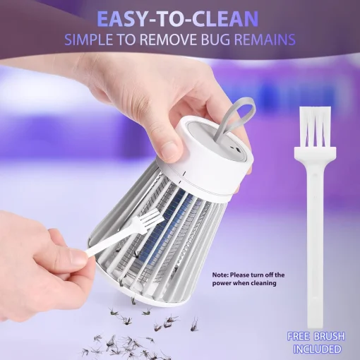 Rechargeable Mosquito Zapper for Home & Camping - UV Purple Light Electric Insect Trap, USB Charging, Safety Grid, Indoor/Outdoor Bug Killer (Gray) - Image 5