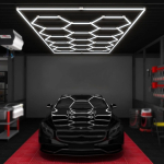 680 W Hexagonal Garage Lights, Honeycomb LED Lights, 6000 K Colour Temperature, Ring Connection Design, Pack of 14 Hexagon Garage LED Lights for Gym, Basement, Warehouse, 7.8 x 15.7 Feet, White