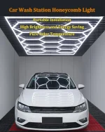 680 W Hexagonal Garage Lights, Honeycomb LED Lights, 6000 K Colour Temperature, Ring Connection Design, Pack of 14 Hexagon Garage LED Lights for Gym, Basement, Warehouse, 7.8 x 15.7 Feet, White - Image 2