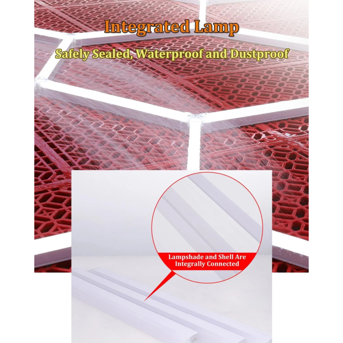 680 W Hexagonal Garage Lights, Honeycomb LED Lights, 6000 K Colour Temperature, Ring Connection Design, Pack of 14 Hexagon Garage LED Lights for Gym, Basement, Warehouse, 7.8 x 15.7 Feet, White - Image 6