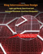 680 W Hexagonal Garage Lights, Honeycomb LED Lights, 6000 K Colour Temperature, Ring Connection Design, Pack of 14 Hexagon Garage LED Lights for Gym, Basement, Warehouse, 7.8 x 15.7 Feet, White - Image 7