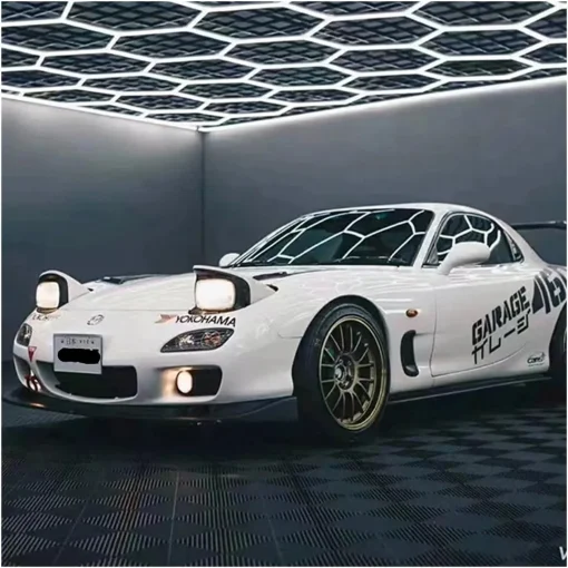 680 W Hexagonal Garage Lights, Honeycomb LED Lights, 6000 K Colour Temperature, Ring Connection Design, Pack of 14 Hexagon Garage LED Lights for Gym, Basement, Warehouse, 7.8 x 15.7 Feet, White - Image 14