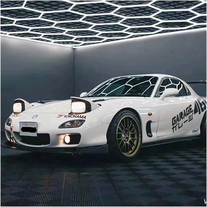 680 W Hexagonal Garage Lights, Honeycomb LED Lights, 6000 K Colour Temperature, Ring Connection Design, Pack of 14 Hexagon Garage LED Lights for Gym, Basement, Warehouse, 7.8 x 15.7 Feet, White - Image 14