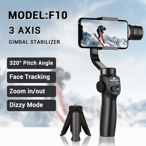 Click to see full view F10 Handheld 3-Axis Phone Stabilizer Foldable Gimbal with Tripod, Video Stabilizer for Vlogging Recording with Panoramic Shooting Easy to Use - Image 2