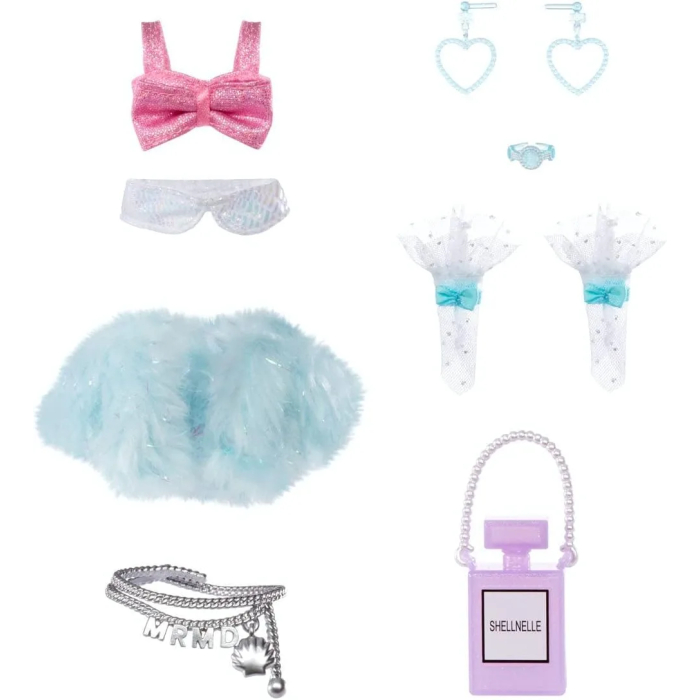 MERMAZE MERMAIDZ Color Change Shellnelle Mermaid Fashion Doll with Designer Outfit & Accessories, Stylish Hair & Sculpted Tail, Poseable, Multicolor, 580829 - Image 6