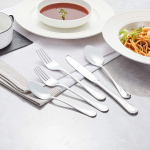 Amazon Basics 20-Piece Stainless Steel Modern Finish Flatware Set, Service for 4, Silver