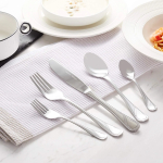 Amazon Basics 20-Piece Stainless Steel Modern Finish Flatware Set, Service for 4