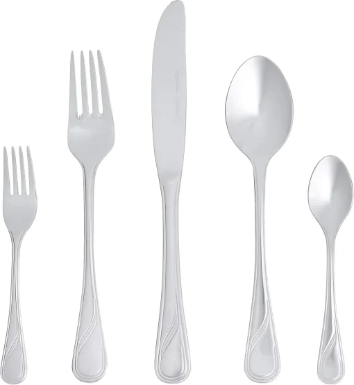 Amazon Basics 20-Piece Stainless Steel Modern Finish Flatware Set, Service for 4 - Image 2