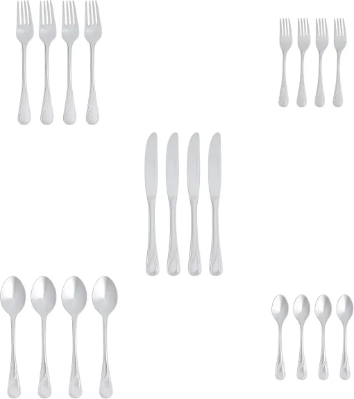 Amazon Basics 20-Piece Stainless Steel Modern Finish Flatware Set, Service for 4 - Image 6