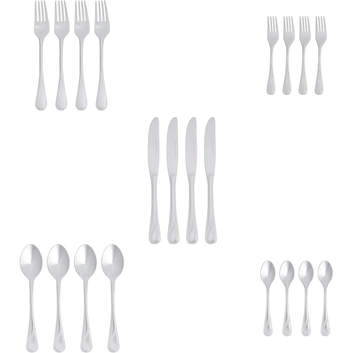 Amazon Basics 20-Piece Stainless Steel Modern Finish Flatware Set, Service for 4 - Image 6