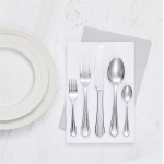 Amazon Basics 20-Piece Stainless Steel Flatware Set with Scalloped Edge, Service for 4