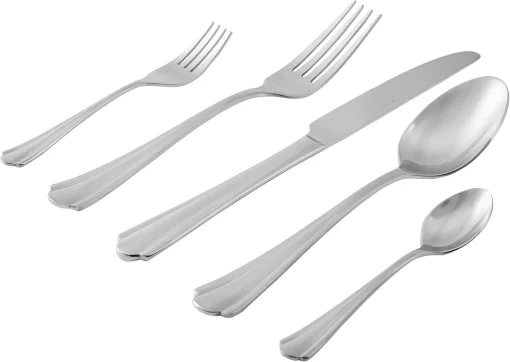 Amazon Basics 20-Piece Stainless Steel Flatware Set with Scalloped Edge, Service for 4 - Image 3