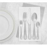 Amazon Basics 20-Piece Stainless Steel Flatware Set with Pearled Edge, Service for 4, Silver