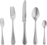 Amazon Basics 20-Piece Stainless Steel Flatware Set with Pearled Edge, Service for 4, Silver - Image 2