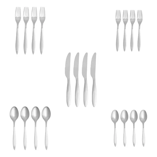 Amazon Basics 20-Piece Stainless Steel Satin Matte Flatware Set, Service for 4 - Image 2