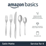 Amazon Basics 20-Piece Stainless Steel Satin Matte Flatware Set, Service for 4 - Image 5