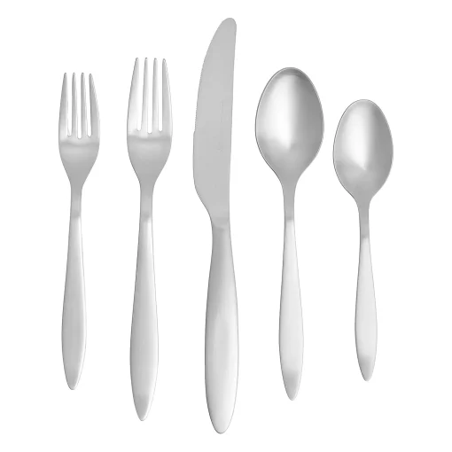Amazon Basics 20-Piece Stainless Steel Satin Matte Flatware Set, Service for 4 - Image 6