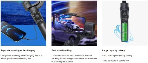 Click to see full view F10 Handheld 3-Axis Phone Stabilizer Foldable Gimbal with Tripod, Video Stabilizer for Vlogging Recording with Panoramic Shooting Easy to Use - Image 7