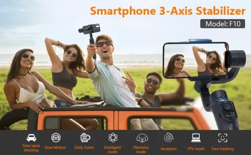 Click to see full view F10 Handheld 3-Axis Phone Stabilizer Foldable Gimbal with Tripod, Video Stabilizer for Vlogging Recording with Panoramic Shooting Easy to Use - Image 8