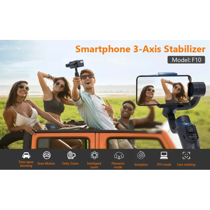Click to see full view F10 Handheld 3-Axis Phone Stabilizer Foldable Gimbal with Tripod, Video Stabilizer for Vlogging Recording with Panoramic Shooting Easy to Use - Image 8