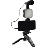 ideo Recording Kit with Microphone, Mini Tripod, LED Light, and Mobile Phone Holder Clip for Video Making, Black AY-49 - Image 3