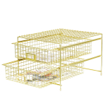 DESIGNA Desk Organizer Letter Tray Grid Wire Drawer Organizer Desktop Storage,Gold - Image 2