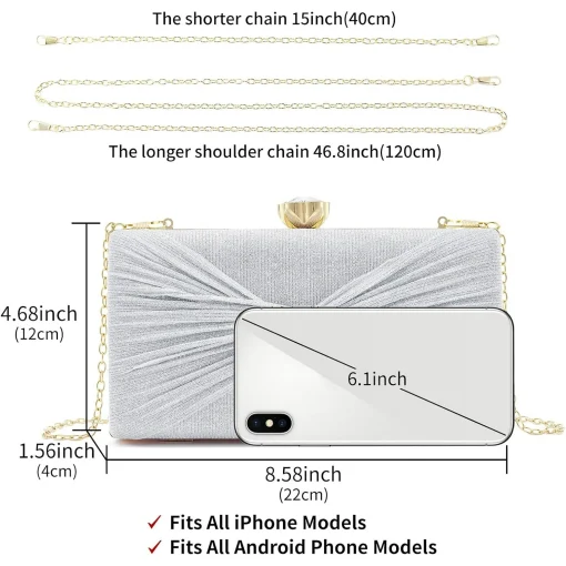 Women Glistening Evening Clutch Bag Rhinestone Glitter Handbag Wedding Purse Cocktail Party Bag Formal Clutches - Image 2