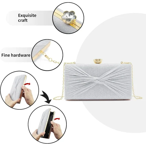 Women Glistening Evening Clutch Bag Rhinestone Glitter Handbag Wedding Purse Cocktail Party Bag Formal Clutches - Image 4