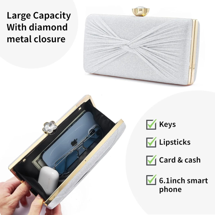 Women Glistening Evening Clutch Bag Rhinestone Glitter Handbag Wedding Purse Cocktail Party Bag Formal Clutches - Image 5